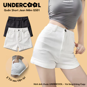 Quần Short Jean Nữ Cạp Cao UNDERCOOL Quần đùi nữ - Chất Mềm Mại Form Tôn Dáng Mã Thiết Kế 2 Túi Sau Tiện Lợi - QS01