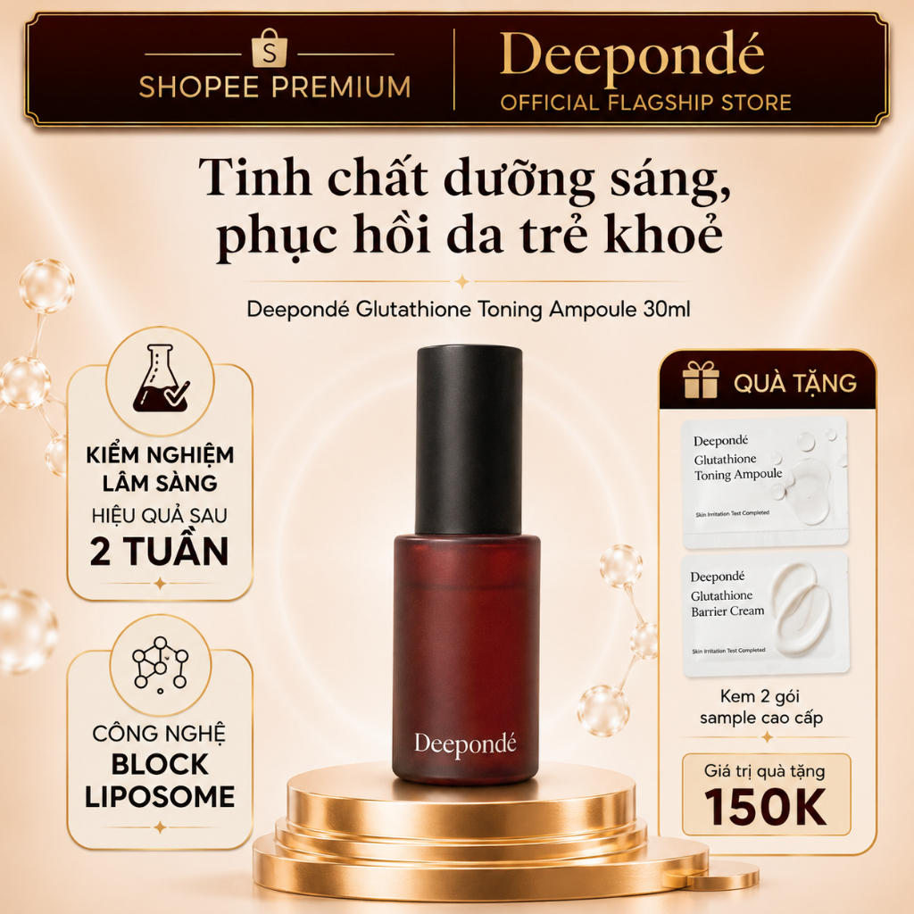 Serum Hỗ Trợ Dưỡng Trắng Phục Hồi Trẻ Hóa Và Thu Nhỏ Lỗ Chân Lông Deepondé Glutathione Toning Ampoule 30ml