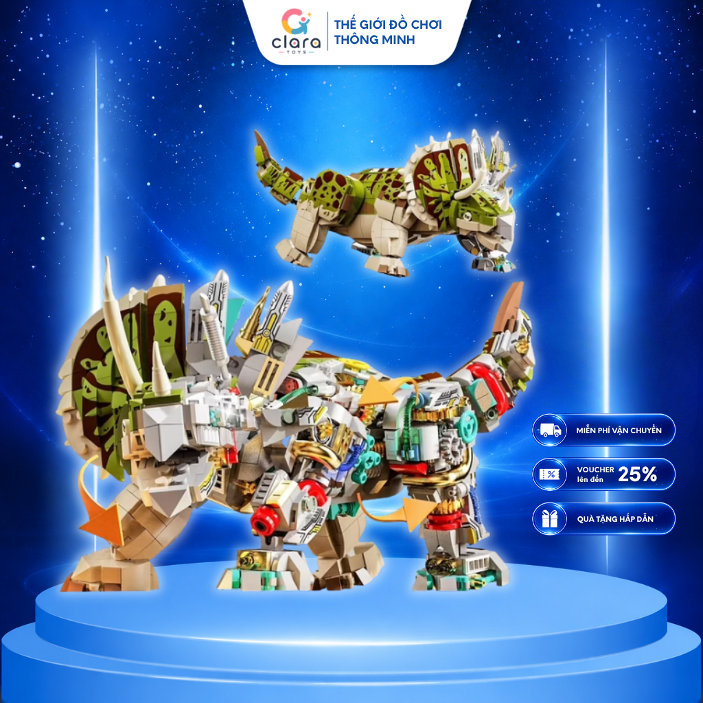 Đồ Chơi Lắp Ráp Cơ Khí Mô Hình Khủng Long Máy Siniceratops 13051 1368PCS Mô Hình Lắp Ráp 3D LEGO