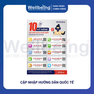 Poster Decal 10 Kỹ Năng Sơ Cứu Wellbeing Khổ A4 Tích Hợp Mã QR Video Hướng Dẫn Dán Tường Tiện Lợi