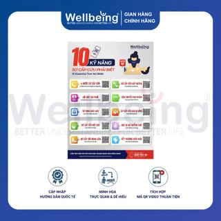 Poster Decal 10 Kỹ Năng Sơ Cứu Wellbeing Khổ A4 Tích Hợp Mã QR Video Hướng Dẫn Dán Tường Tiện Lợi