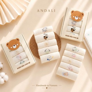Hộp 5 khăn sữa 4 lớp xô Muslin Anchee, thấm hút tốt, siêu mềm cho bé