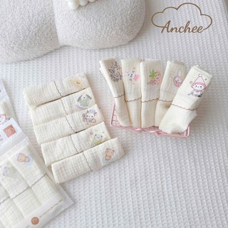 Set 5 Khăn sữa Muslin in hình ngộ nghĩnh Anchee cho bé mềm mại, xinh xắn