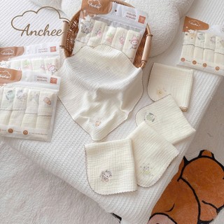Set 5 Khăn sữa Muslin in hình ngộ nghĩnh Anchee cho bé mềm mại, xinh xắn