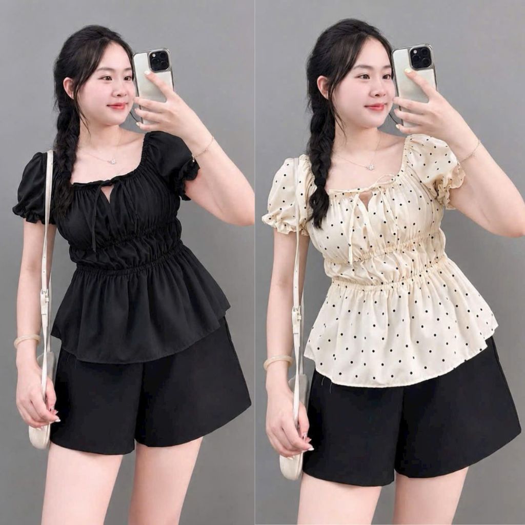 Set Bộ Bigsize Nữ Thời Trang Trẻ Trung–Áo Kiểu Tay Ngắn + Quần Đùi Dáng A SET(A282+Q500)