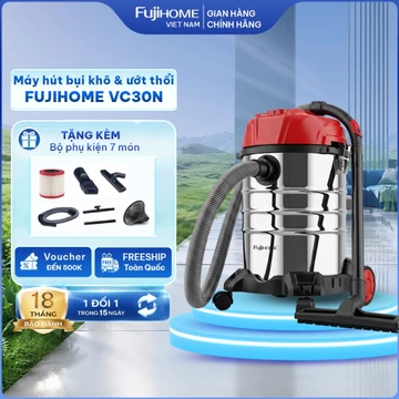 Máy hút bụi khô và ướt màng lọc bụi mịn HEPA công suất 1200W FUJIHOME VC30N, máy hút bụi công nghiệp thùng chứa 30 Lít