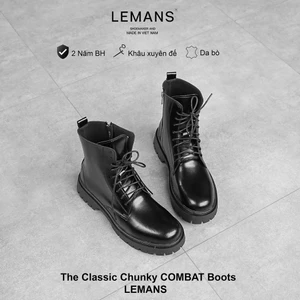 Giày bốt da bò The Classic Chunky Combat Boots LEMANS Đen CHK03 - Bảo hành chính hãng 24 tháng toàn quốc