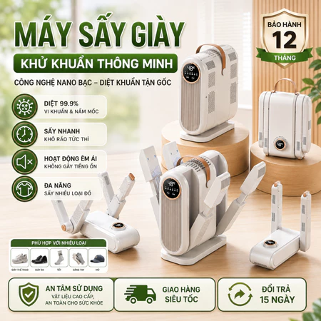 Máy Sấy Giày Khử Mùi Giày Tất Đa Năng Tiện Ích, Chống Hôi Chân Khử Mùi Bằng Tia Cực Tím Thông Minh