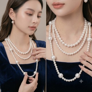 [𝐍𝐠𝐨̣𝐜 Đ𝐚̀𝐢 𝐋𝐨𝐚𝐧] N172 Phụ kiện trang sức ngọc nhân tạo đá 3 tầng chuỗi ngọc nhân tạo đá ,chuỗi ngọc nhân tạo đá
