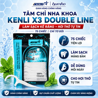 Tăm Chỉ Nha Khoa Kenli X3 Double Line Chỉ Tơ Đôi Làm Sạch Kẽ Răng, Loại Bỏ Mảng Bám, Hơi Thở Thơm