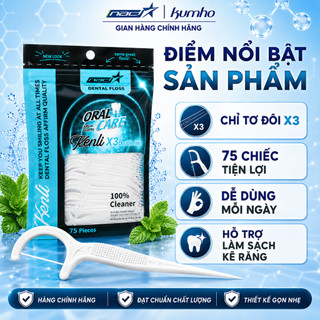 Tăm Chỉ Nha Khoa Kenli X3 Double Line Chỉ Tơ Đôi Làm Sạch Kẽ Răng, Loại Bỏ Mảng Bám, Hơi Thở Thơm