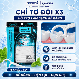 Tăm Chỉ Nha Khoa Kenli X3 Double Line Chỉ Tơ Đôi Làm Sạch Kẽ Răng, Loại Bỏ Mảng Bám, Hơi Thở Thơm