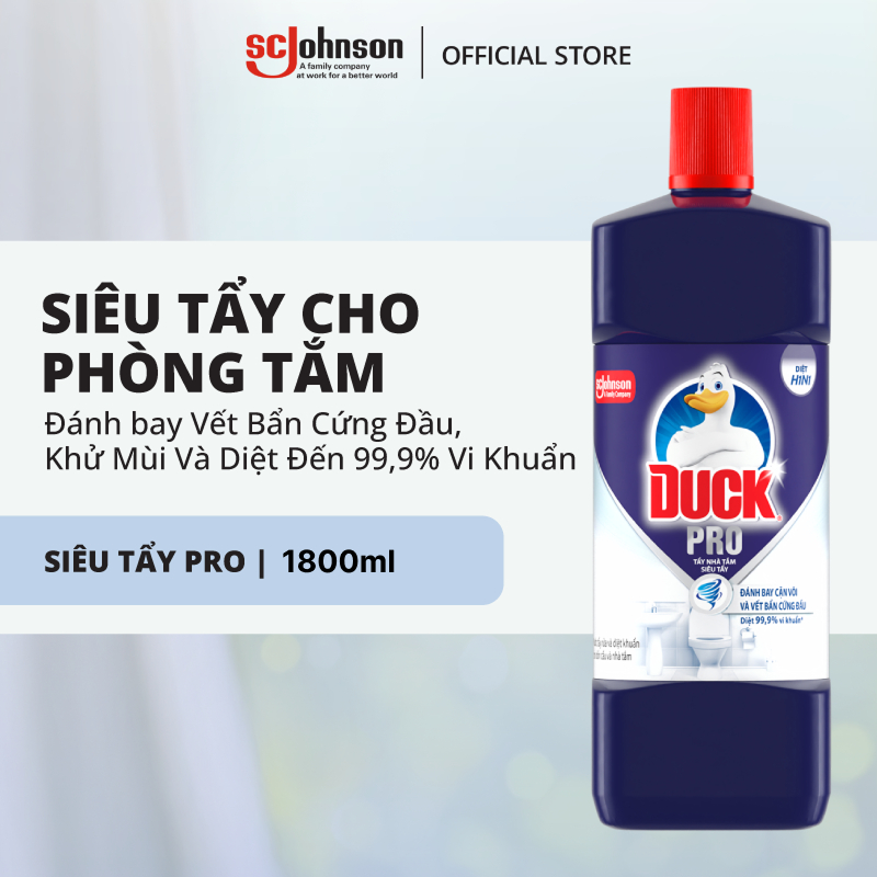 DUCK Combo 2 Tẩy Rửa Nhà Tắm Siêu Tẩy Pro Diệt 99,9% Vi Khuẩn, Tẩy Sạch Vết Bẩn 1800ml x2