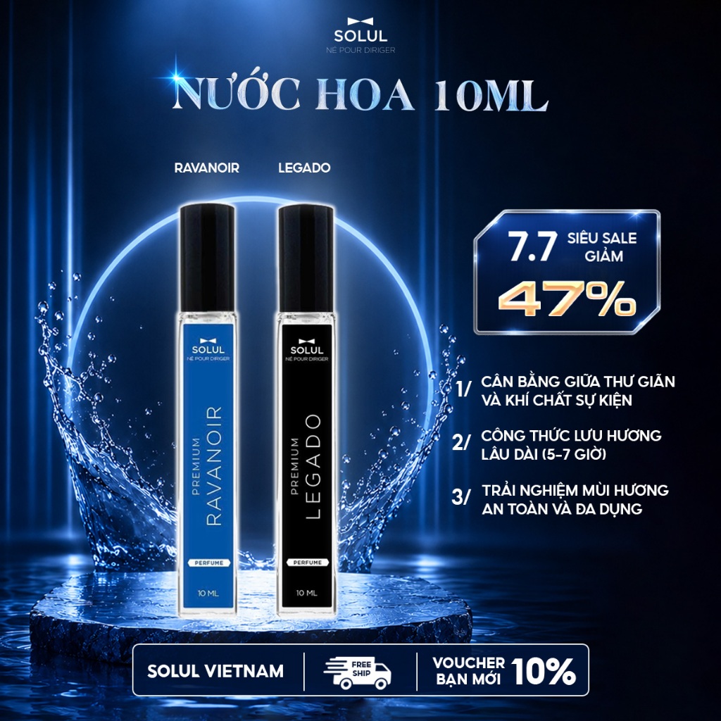 Nước hoa Nam Solul 10ml,Hương Thơm Cuốn Hút,Đẳng Cấp Phái Mạnh, Quà Tặng Bạn Trai Sang Trọng