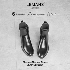 Giày Chelsea Boots LEMANS CB04.2 nam - da bò mũi nhọn, tăng cao 5cm, BH 12T