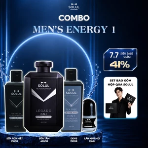SET Men's Energy Solul Dầu gội đầu 2in1 420g+ Sữa rửa mặt +Dung dịch vệ sinh+Lăn khử mùi