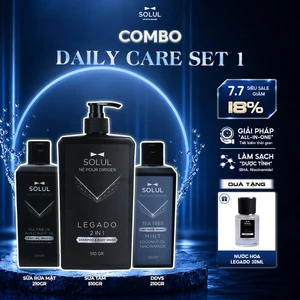 SET Daily Care Chăm Sóc Nam Giới Toàn Diện SOLUL - Dầu gội 2in1, Sữa Rửa Mặt, Dung Dịch Vệ Sinh Nam