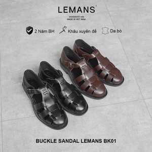 Dép rọ Da bò Buckle Sandal nam Lemans BK01.1 - đế Mckay cao 2.2cm - bảo hành 24 tháng