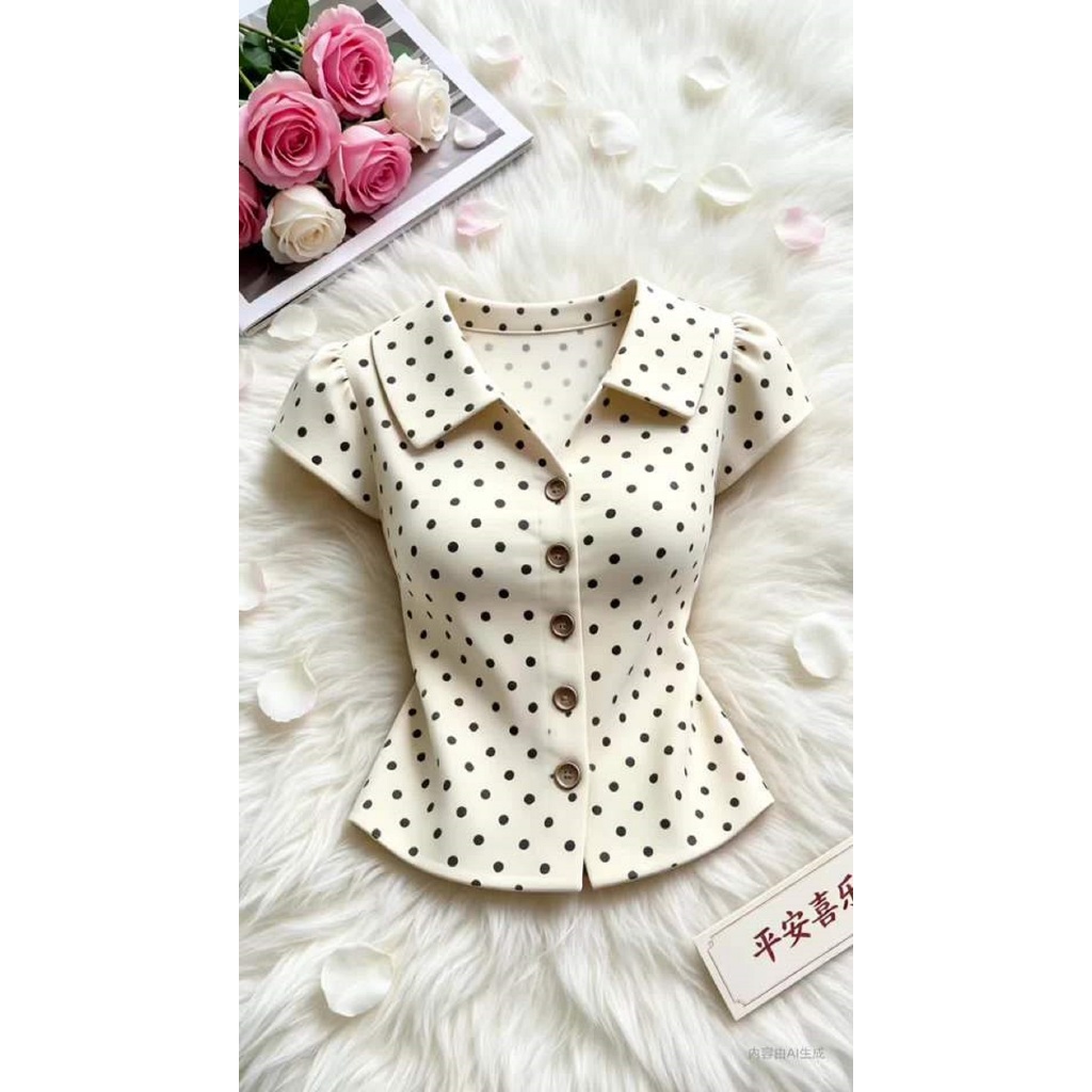 Áo Bigsize Nữ Tú Mỡ Áo Bigsize Thiết Kế Kiểu Chấm Bi Cổ Bẻ Đi Chơi Đi Tiệc Đủ Size 45-80kg AK0567 | BigBuy360 - bigbuy360.vn