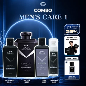 Set Men's Care Solul Dầu gội đầu 2in1 420g+Sữa rửa mặt 210g+Dung dịch vệ sinh+BodyMist