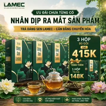 [Combo 3 tặng 1] Trà Dáng Sen LAMEC 30 Túi Lọc |Trà Thảo Mộc Lá Sen Hỗ Trợ Giảm Mỡ, Kiểm Soát Cân Nặng