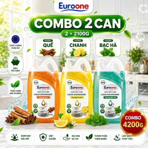 Combo 2 Can Nước Rửa Chén Bát EURONE Đa Hương Đa Dung Tích - Làm Sạch Dầu Mỡ Khử Mùi An Toàn Da Tay