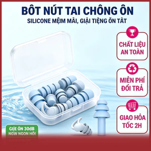 Nút Bịt Tai Chống Ồn Cách Âm Khi Ngủ Silicon Mềm Mại 3 Lớp Loại Bỏ 90% Tiếng Ồn Bảo Vệ Tai Cao Cấp [Có Hộp]