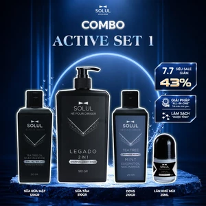 Dầu gội đầu nam 2in1 510g+ Sữa rửa mặt 210g + Dung dịch vệ sinh 210g + Lăn khử mùi