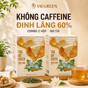 Trà Đinh Lăng Túi Lọc 60% VIEGREEN An Nhiên - Combo 2 Hộp 100 Túi x 3g, Không Caffeine, Chính Hãng