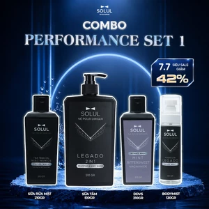 SET Performance Solul Dầu gội đầu nam 2in1 510g, Sữa rửa mặt 210g, Dung dịch vệ sinh 210g, Body Mist