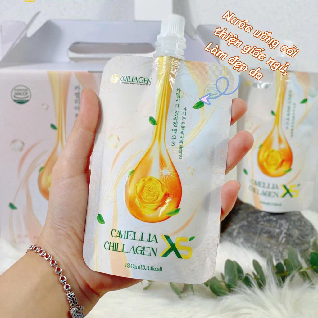 A23_[ date t3/2027] Trà hoa vàng Camellia Chillagen X5(Hộp 10 gói x 100 ml)