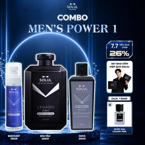 Set Men's Power Solul Sữa Tắm Gội nam 2in1 420g & Dung dịch vệ sinh nam 210g&Body mist 120g