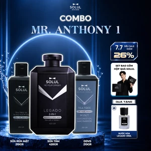 Set Mr.Anthony Solul Dầu gội đầu nam 2in1 420g & Sữa rửa mặt 210g & Dung dịch vệ sinh 210g