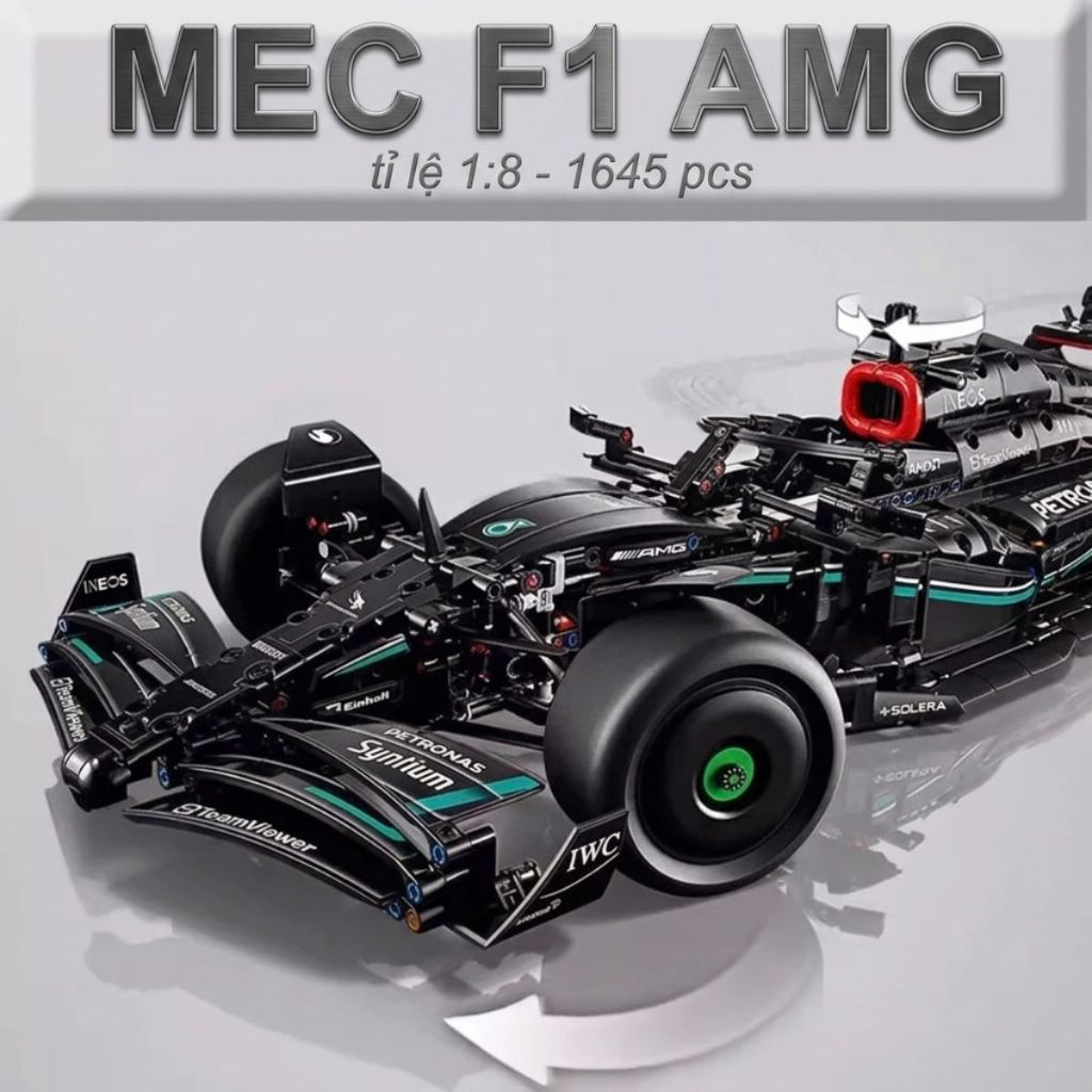 Mô Hình Lắp Ráp Siêu Xe Đua Merc-Benz F1 2024 Tỉ Lệ 1:8 Với (1642+ mảnh) Fullbox Cao Cấp MooBrick