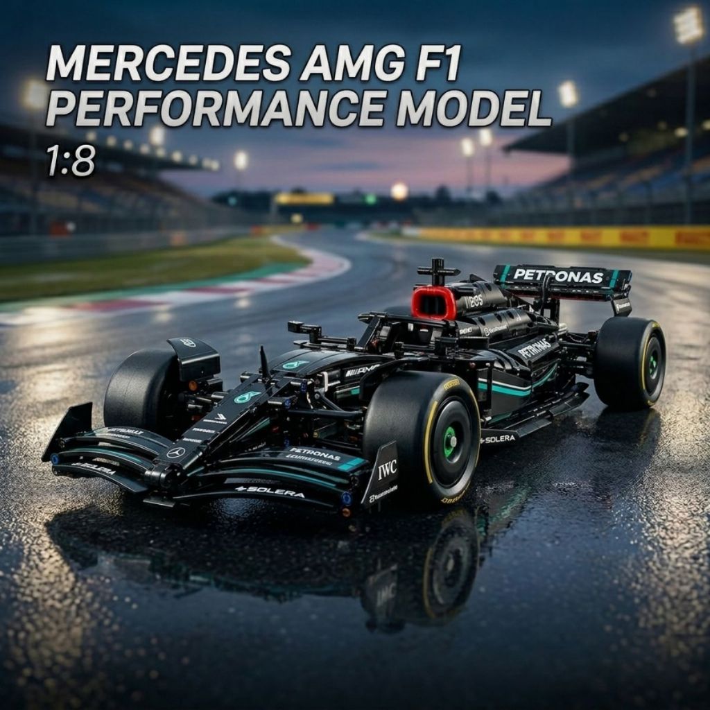 Mô Hình Lắp Ráp Siêu Xe Đua Merc-Benz F1 2024 Tỉ Lệ 1:8 Với (1642+ mảnh) Fullbox Cao Cấp MooBrick