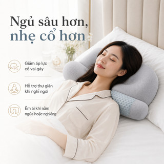 [MUA GỐI TẶNG CHUỐI] Gối Ngủ Công Thái Học Memory Foam, Giảm Đau Nhức Cổ Vai Gáy - The CozyCare