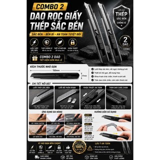 DAO RỌC GIẤY MINI CAO CẤP ĐEN | COMBO 2 CÁI | DAO CẮT GIẤY | THIẾT KẾ TỐI GIẢN NHỎ GỌN BỀN ĐẸP
