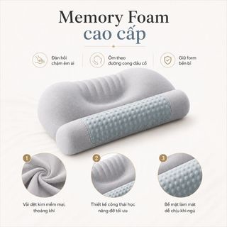 [MUA GỐI TẶNG CHUỐI] Gối Ngủ Công Thái Học Memory Foam, Giảm Đau Nhức Cổ Vai Gáy - The CozyCare