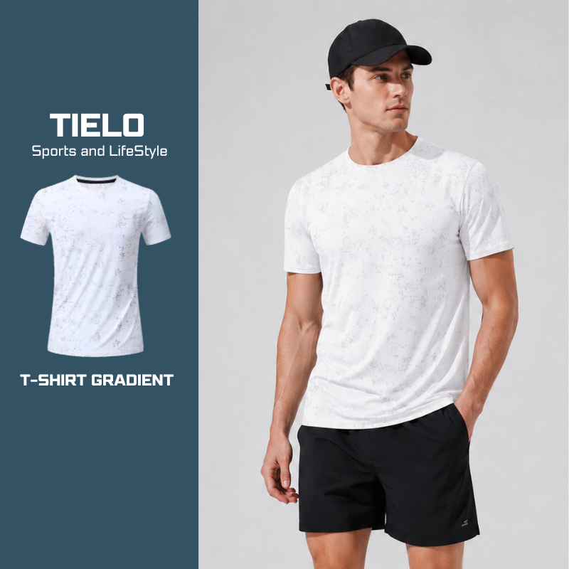 T shirt Gradient TIELO – Áo thể thao nam , co giãn , nhẹ , thoáng khí , chạy bộ , gym