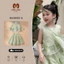 Set bộ bé gái áo váy 2 màu be & xanh, vải tơ nhăn, từ 8-37kg