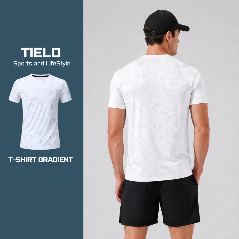 T shirt Gradient TIELO – Áo thể thao nam , co giãn , nhẹ , thoáng khí , chạy bộ , gym