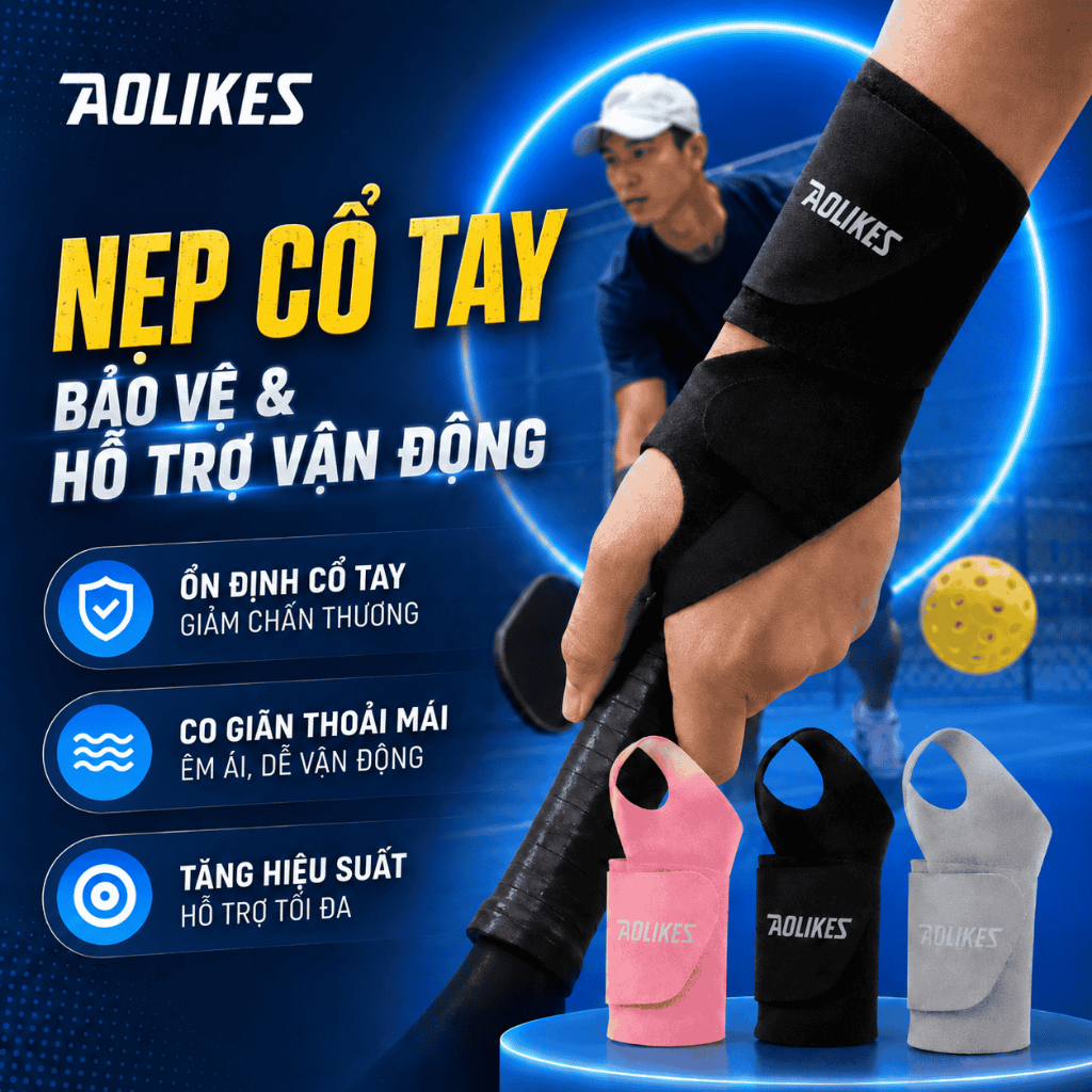 Băng Quấn Cổ Tay AOLIKES 7935 –Siêu Mỏng 0.9mm, Hỗ Trợ Viêm Gân, Giảm Đau Khi Tập Gym, Chơi Thể Thao