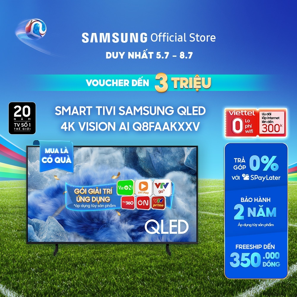 Smart Tivi Samsung QLED Q8FAAKXXV 2025 - Miễn phí lắp đặt