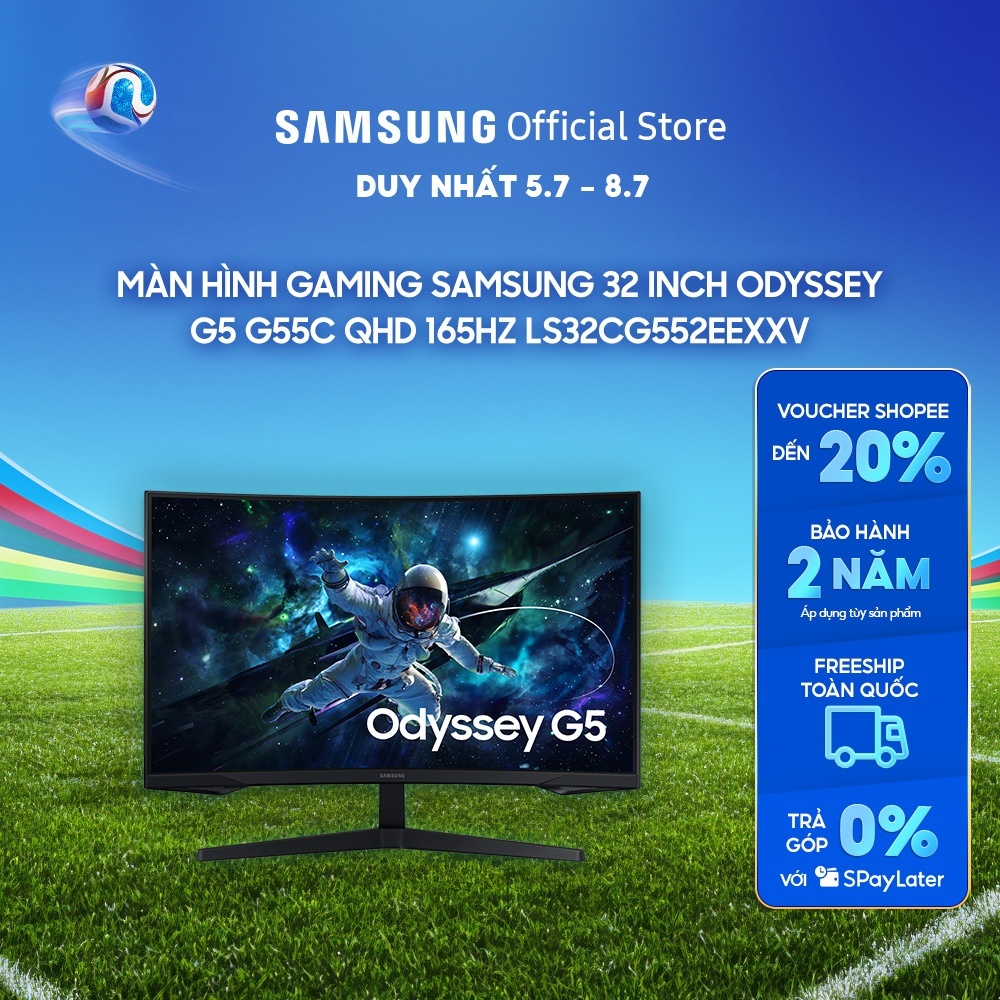 [FREE SHIP] Màn hình Gaming Samsung 32 inch Odyssey G5 G55C QHD 165Hz LS32CG552EEXXV
