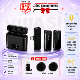 Mic Thu Âm Không Dây VUASI M31 - Bật Tắt Lọc Ồn Hiệu Quả - Micro Cài Áo, Quay Video , Chất Lượng Cao