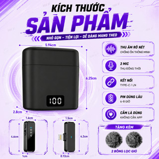 Mic Thu Âm Không Dây VUASI M31 - Bật Tắt Lọc Ồn Hiệu Quả - Micro Cài Áo, Quay Video , Chất Lượng Cao