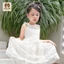 Đầm bé gái be ren cổ bèo, ren có chân , từ 9-37kg