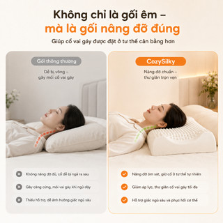 Gối Ngủ Cao Su Non Công Thái Học CozySilky, Giảm Đau Cổ Vai Gáy, Ngủ Ngon Giấc