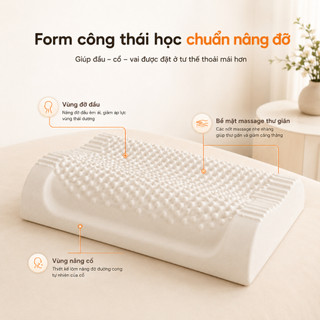 Gối Ngủ Cao Su Non Công Thái Học CozySilky, Giảm Đau Cổ Vai Gáy, Ngủ Ngon Giấc