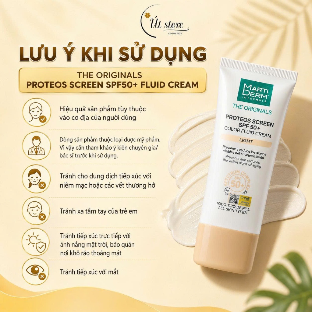 Kem Chống Nắng Đều Màu Da MartiDerm The Originals Proteos Screen SPF50+ Color Fluid Cream Light 40ml